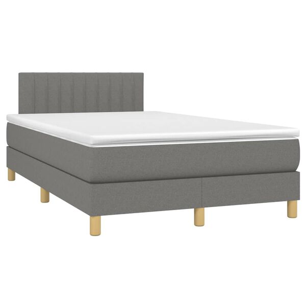 vidaXL Boxspring met matras en LED stof donkergrijs 120x200 cm