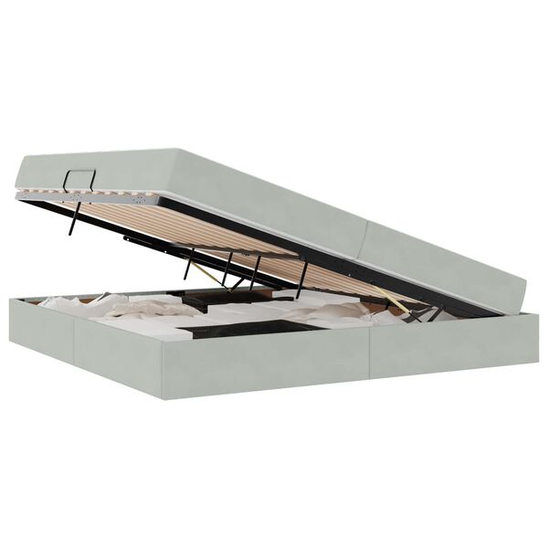 vidaXL Opbergbed met matras met matras Lichtgrijs 200 x 200 cm Fluweel