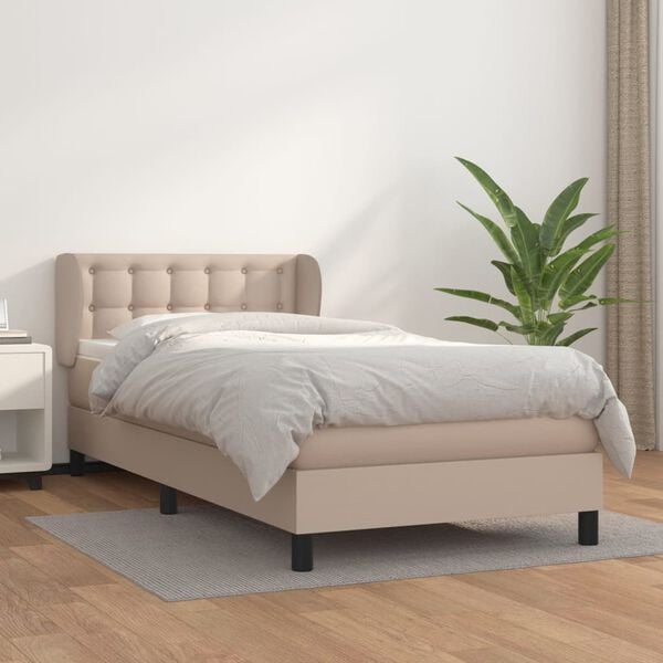 vidaXL Boxspring met matras kunstleer cappuccinokleurig 80x200 cm