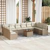 vidaXL Tuinbankenset met opslag 11 pcs Beige en Cr&egrave;me poly rattan