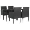 vidaXL 5-delige Tuinset poly rattan en staal zwart