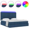 vidaXL Bed met LED-striplichten met hoofdeinde Blauw 180 x 200 cm Stof