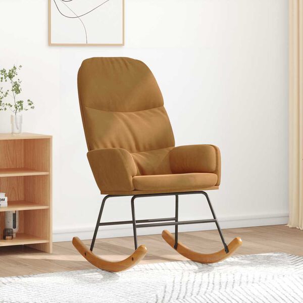vidaXL Schommelstoel fluweel bruin