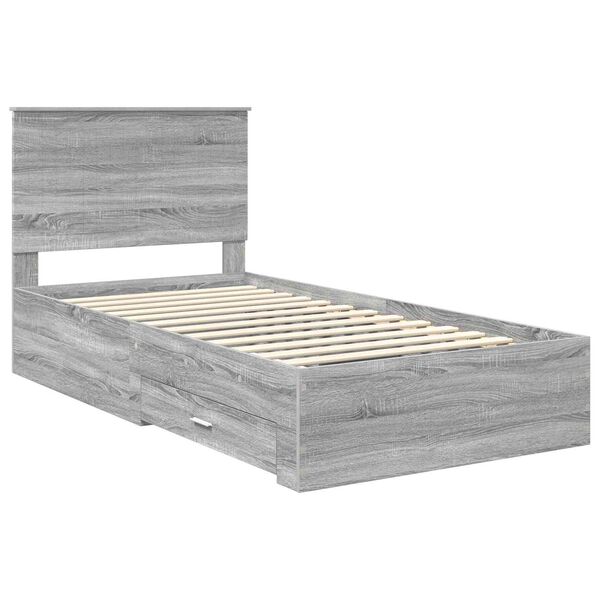 vidaXL Bedframe met hoofdeinde Grijs Sonoma 100 x 200 cm Bewerkt hout