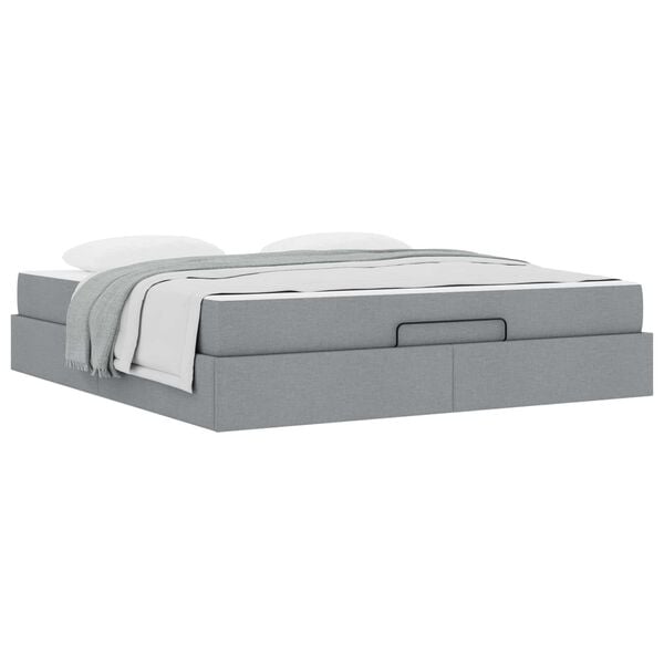 vidaXL Bedframe met matras met matras 2 pcs Lichtgrijs Stof
