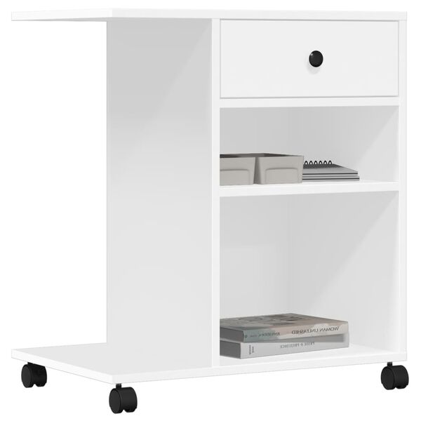vidaXL Printerkastje met wielen 60x40x68,5 cm wit