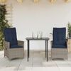 vidaXL Tuinstoelen 2 st verstelbaar met kussens poly rattan grijs