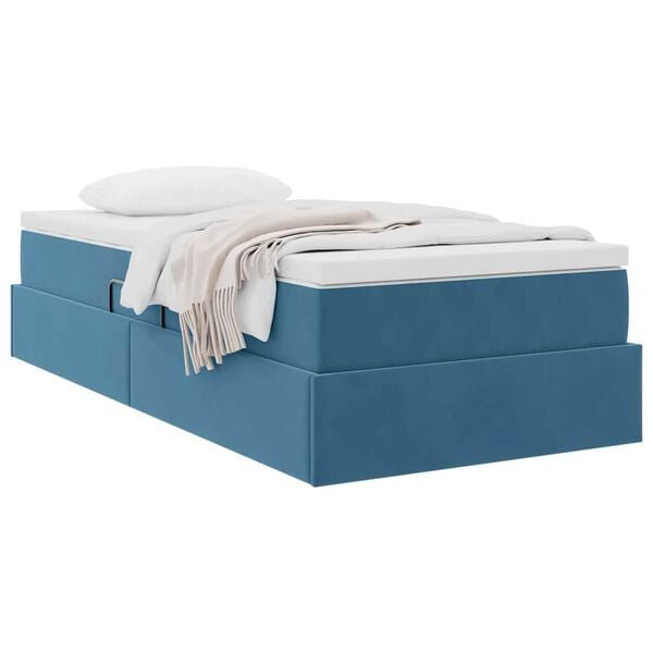 vidaXL Opbergbed met matras met matras Donkerblauw 90 x 190 cm Fluweel