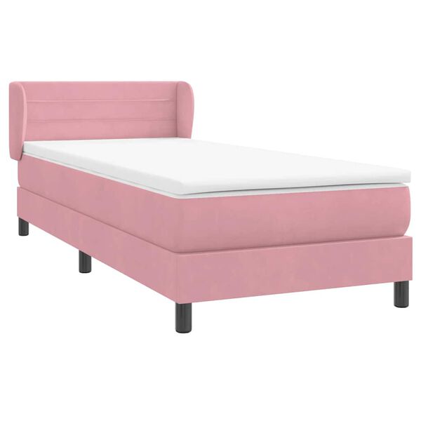 vidaXL Boxspring met matras fluweel roze 90x210 cm
