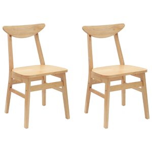 vidaXL Eettafelstoelen 2 st Massief Rubberhout Naturel