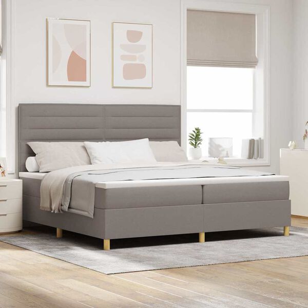 vidaXL LED Box Spring Bed met matras Taupe 200 x 200 cm Stof