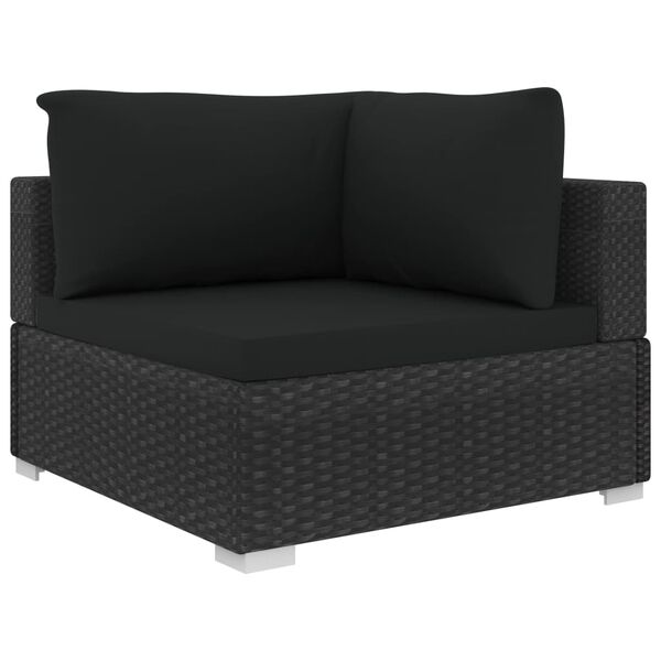 vidaXL 12-delige Loungeset met kussens poly rattan zwart