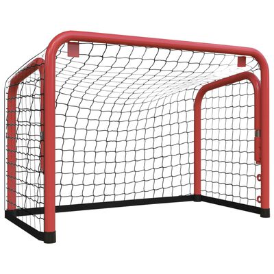 vidaXL Hockeydoel met net 68x32x47 cm staal en polyester rood en zwart