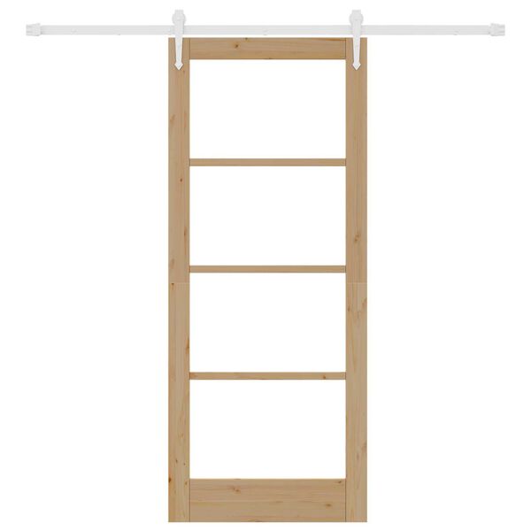 vidaXL Schuifdeur Naturel 83 x 202 cm Massief grenenhout en glas