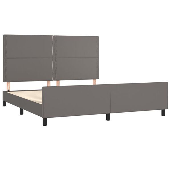 vidaXL Bedframe met hoofdbord kunstleer grijs 180x200 cm