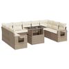 vidaXL 10-delige Loungeset met kussens poly rattan beige