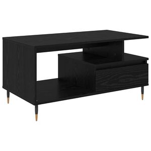 vidaXL Salontafel met lade Zwart Eiken 90 x 49 x 45 cm Bewerkt hout