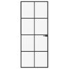 vidaXL Binnendeur 83x201,5 cm gehard glas en aluminium smal zwart