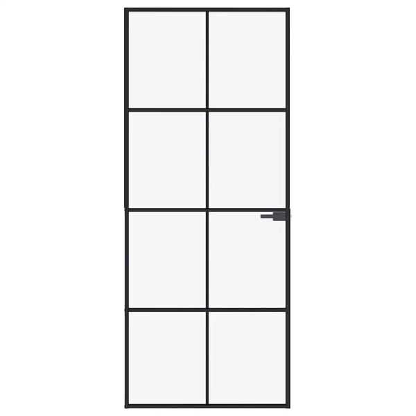 vidaXL Binnendeur 83x201,5 cm gehard glas en aluminium smal zwart