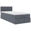 vidaXL Ottoman bed met matras en LED's 90x200cm fluweel donkergrijs