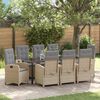vidaXL Tuin eettafelset met kussen 9 pcs Beige poly rattan