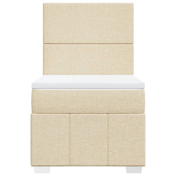 vidaXL Boxspring met matras stof cr&egrave;mekleurig 90x200 cm