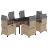 vidaXL 7-delige Tuinset met kussens poly rattan gemengd beige