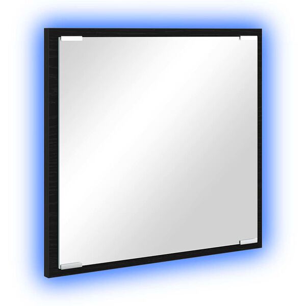 vidaXL LED Badkamer Spiegel Zwart eiken 40 x 8,5 x 37 cm Bewerkt hout