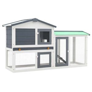 vidaXL Konijnenhok voor buiten groot 145x45x84 cm hout grijs en wit
