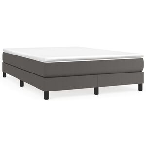 vidaXL Boxspring met matras kunstleer grijs 140x190 cm