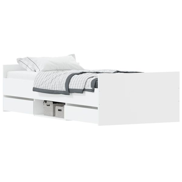 vidaXL Bedframe met hoofd- en voeteneinde wit 90x190 cm