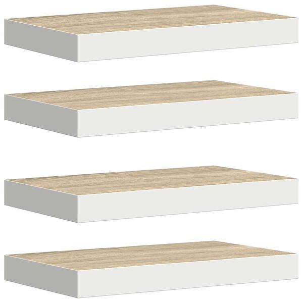 vidaXL Wandschappen zwevend 4 st 50x23x3,8 cm MDF eikenkleurig en wit