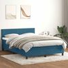 vidaXL Boxspring met matras fluweel donkerblauw 140x210 cm