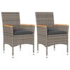 vidaXL Tuinstoelen 2 st met kussens poly rattan grijs