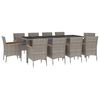 vidaXL 11-delige Tuinset met kussens poly rattan grijs