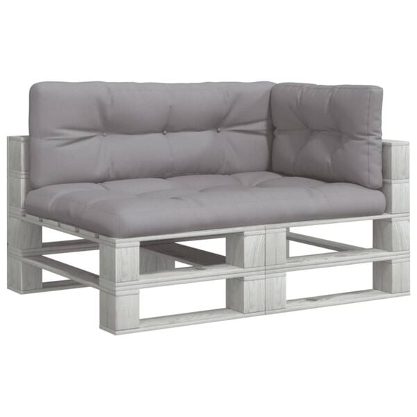 vidaXL Palletkussens 3 st stof grijs