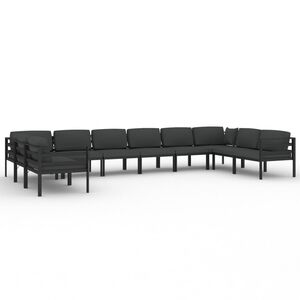 vidaXL 9-delige Loungeset met kussens aluminium antracietkleurig