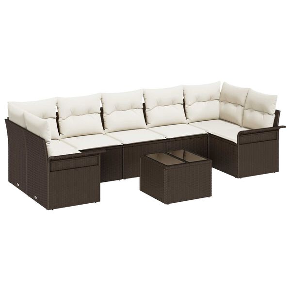 vidaXL Tuin Sofa Set met kussen 8 pcs Bruin en Cr&egrave;me poly rattan