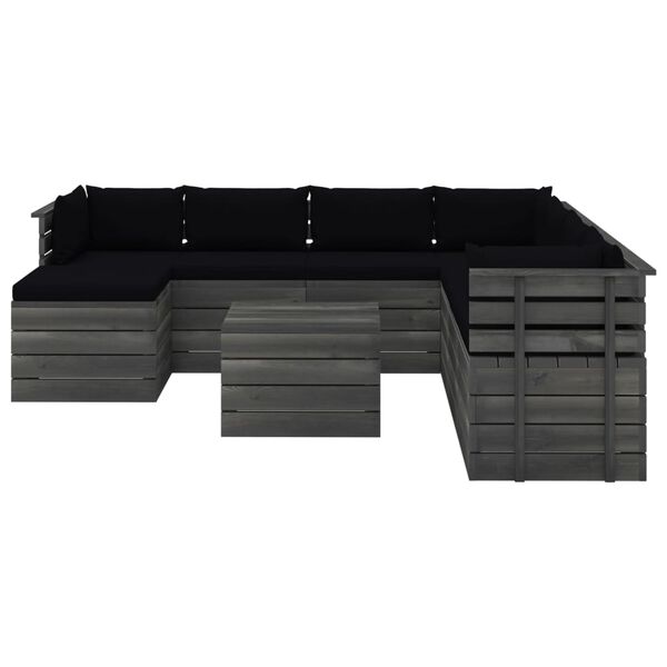 vidaXL 9-delige Loungeset pallet met kussens massief grenenhout