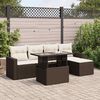 vidaXL 6-delige Loungeset met kussens poly rattan bruin