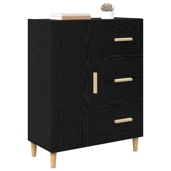 vidaXL Dressoir met lade Zwart eiken 34 x 69.5 x 90 cm Bewerkt hout