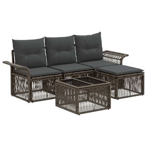 vidaXL Tuinbankenset 5 st 4-zits Grijs poly rattan