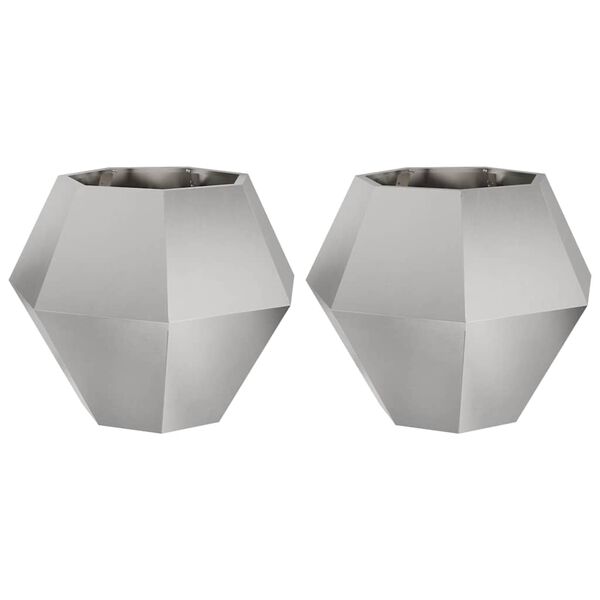 vidaXL Plantenbak 2 pcs Zilver 75 x 75 x 60 cm Roestvrij staal