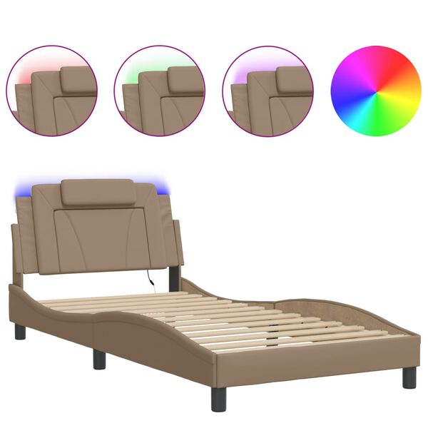 vidaXL Bedframe "Viana" met LED zonder matras cappuccino 100x200 cm