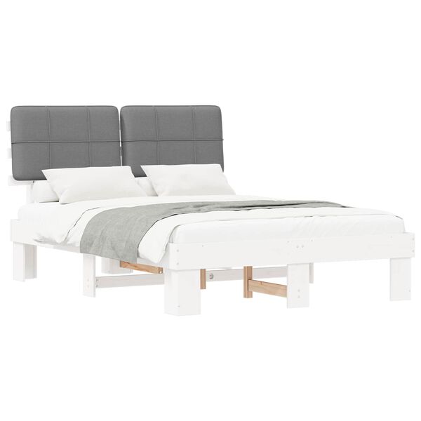 vidaXL Bedframe met Gevoerd Hoofdgedeelte Lichtgrijs 160 x 200 cm