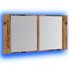 vidaXL Spiegelkast LED 90x12x45 cm bewerkt hout oud houtkleurig