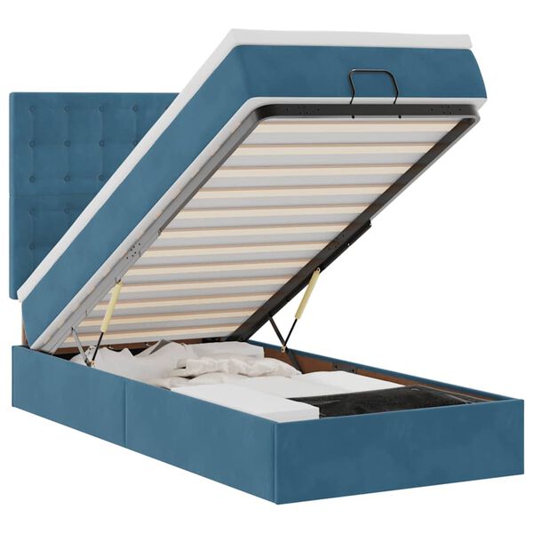 vidaXL Ottoman bed met matrassen en LED's 90x190cm fluweel donkerblauw