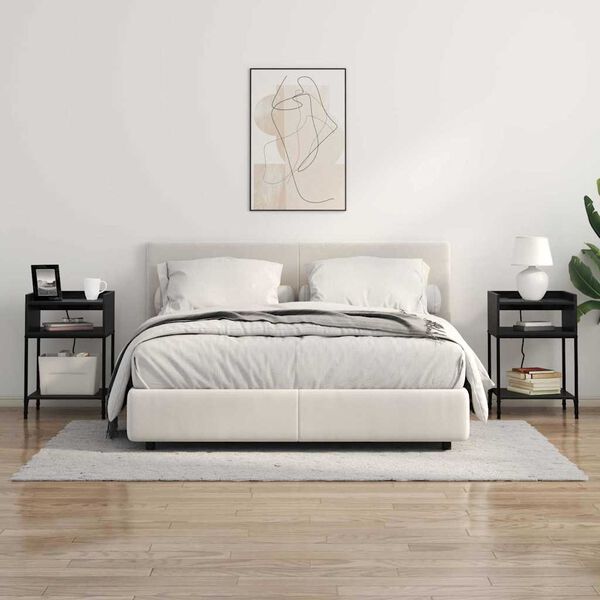 vidaXL Nachtkastje met plank Zwart Eiken 40 x 40 x 61 cm Bewerkt hout