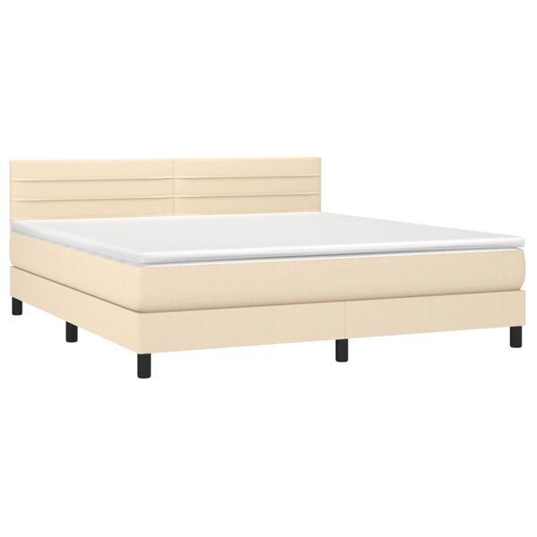 vidaXL Boxspring met matras stof cr&egrave;mekleurig 180x200 cm