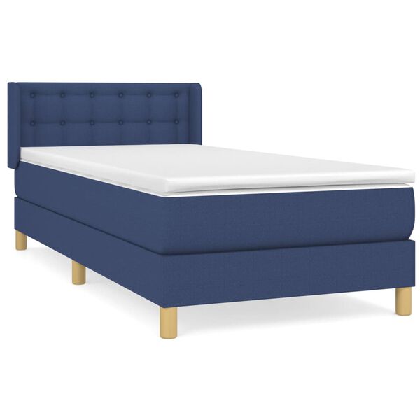 vidaXL Boxspring met matras stof blauw 100x200 cm